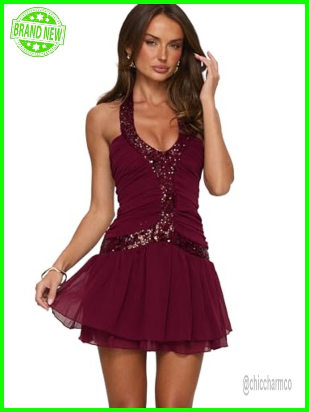 Sequin Halter Mini Dress